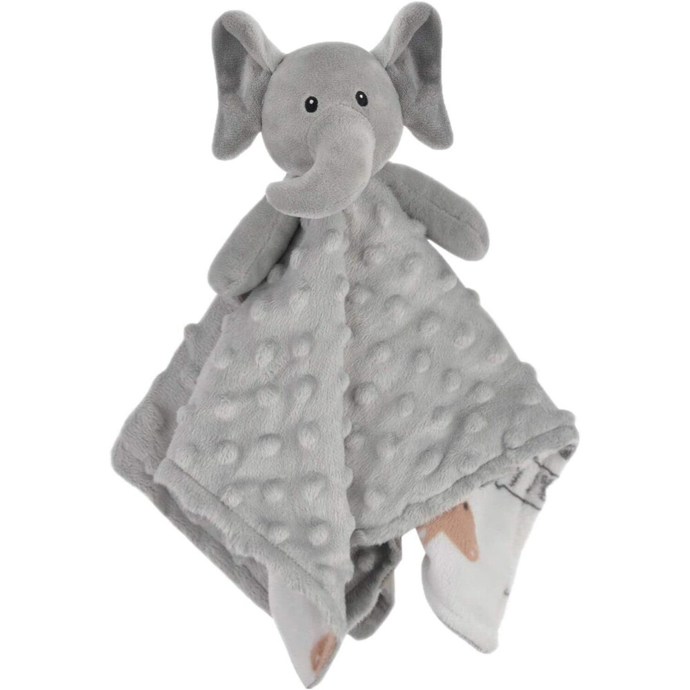 Boritar Elephant Lovey Security Blanket Gray Minky Dot Safari Animal Back